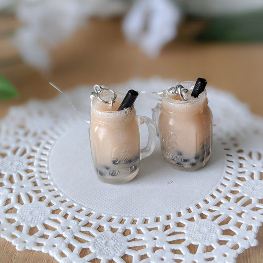 Boba Milk Tea Earrings & Charm