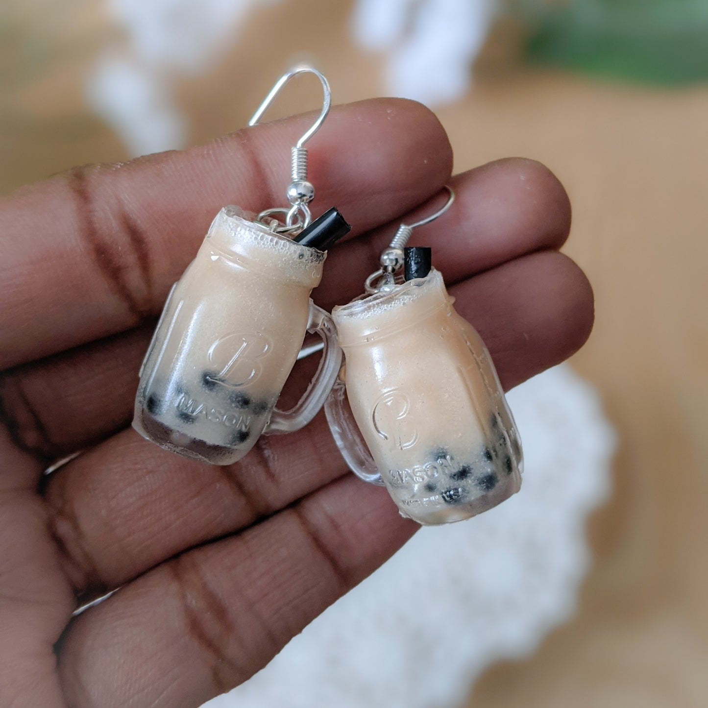 Boba Milk Tea Earrings & Charm