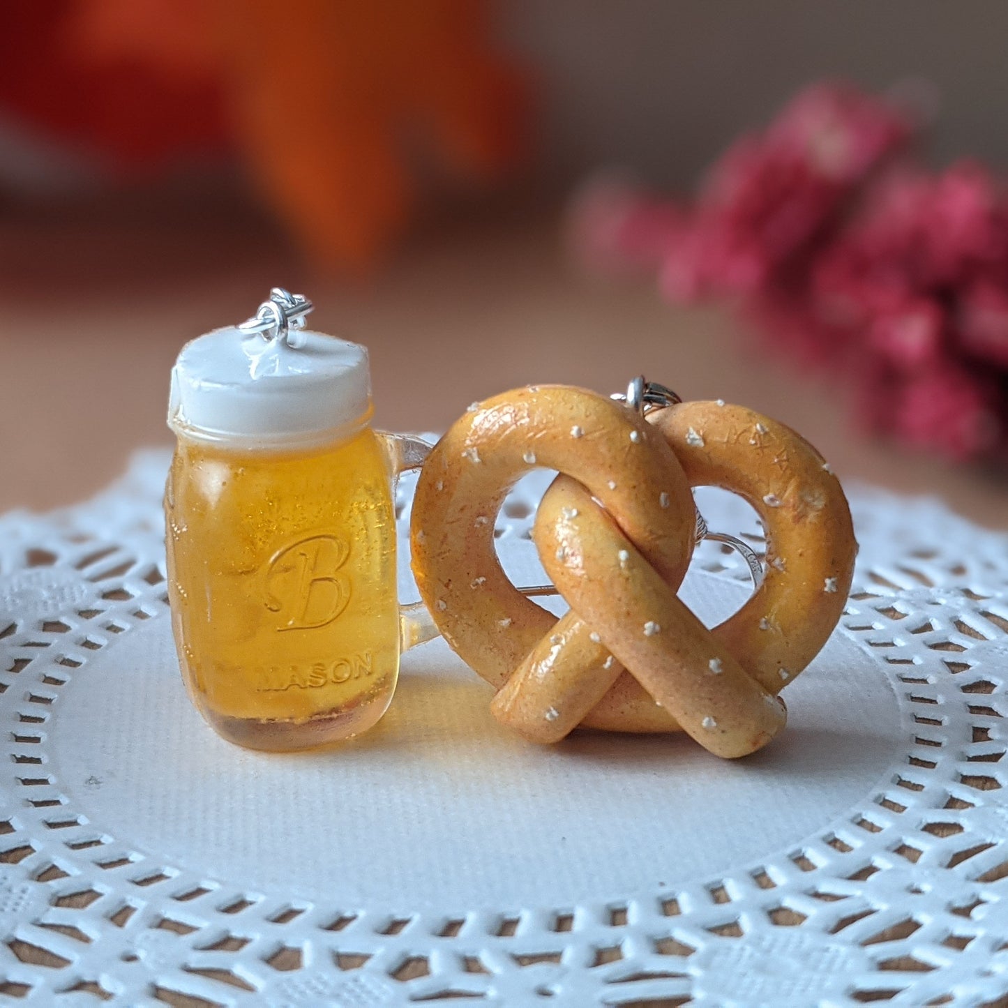 Pretzel and Beer Earing Set