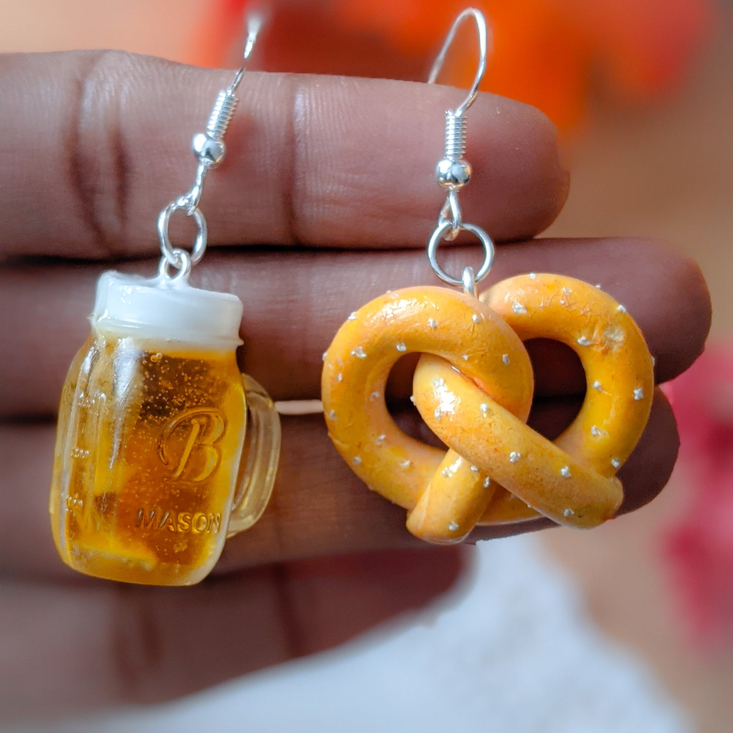 Pretzel and Beer Earing Set