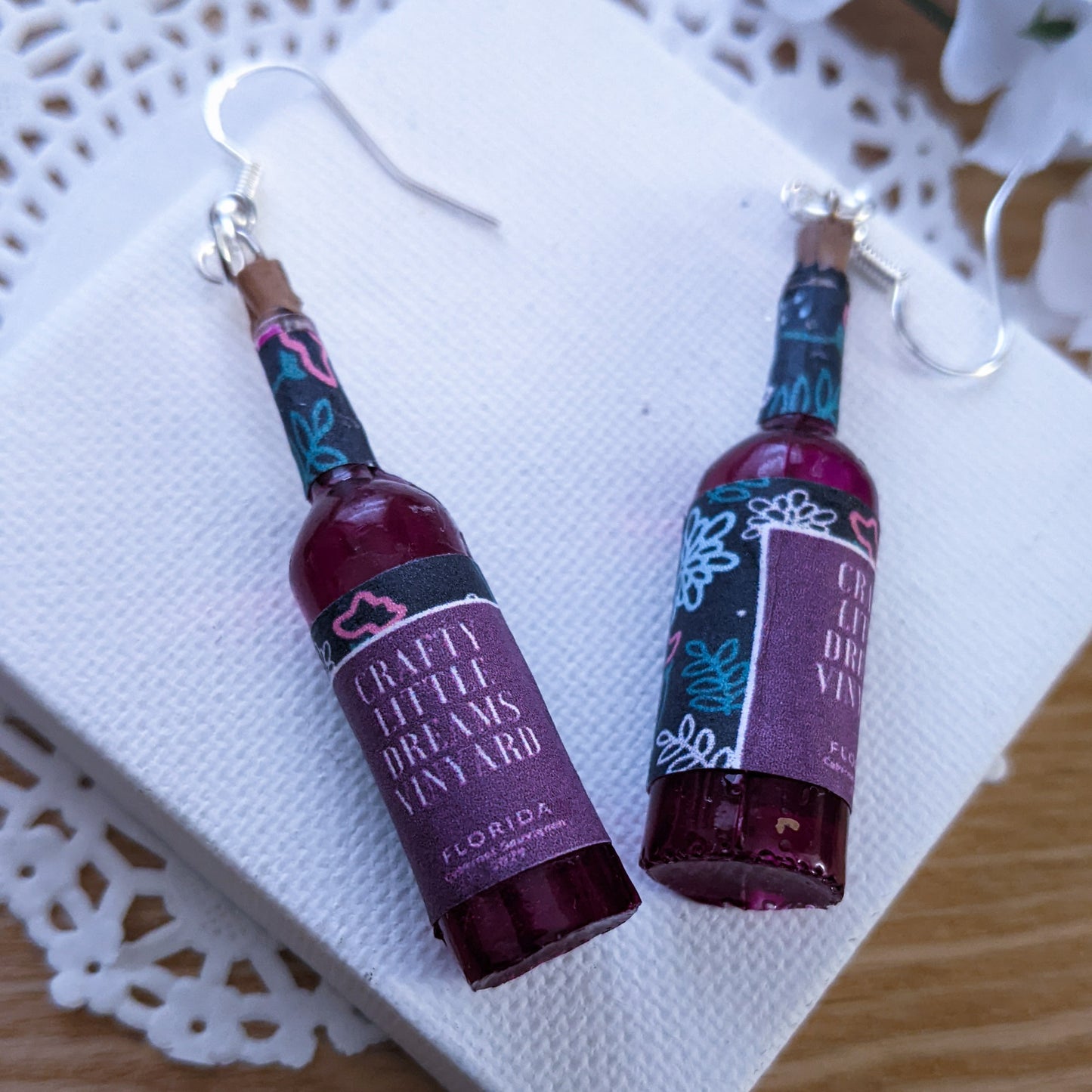 Wine Bottle Earrings and Necklace