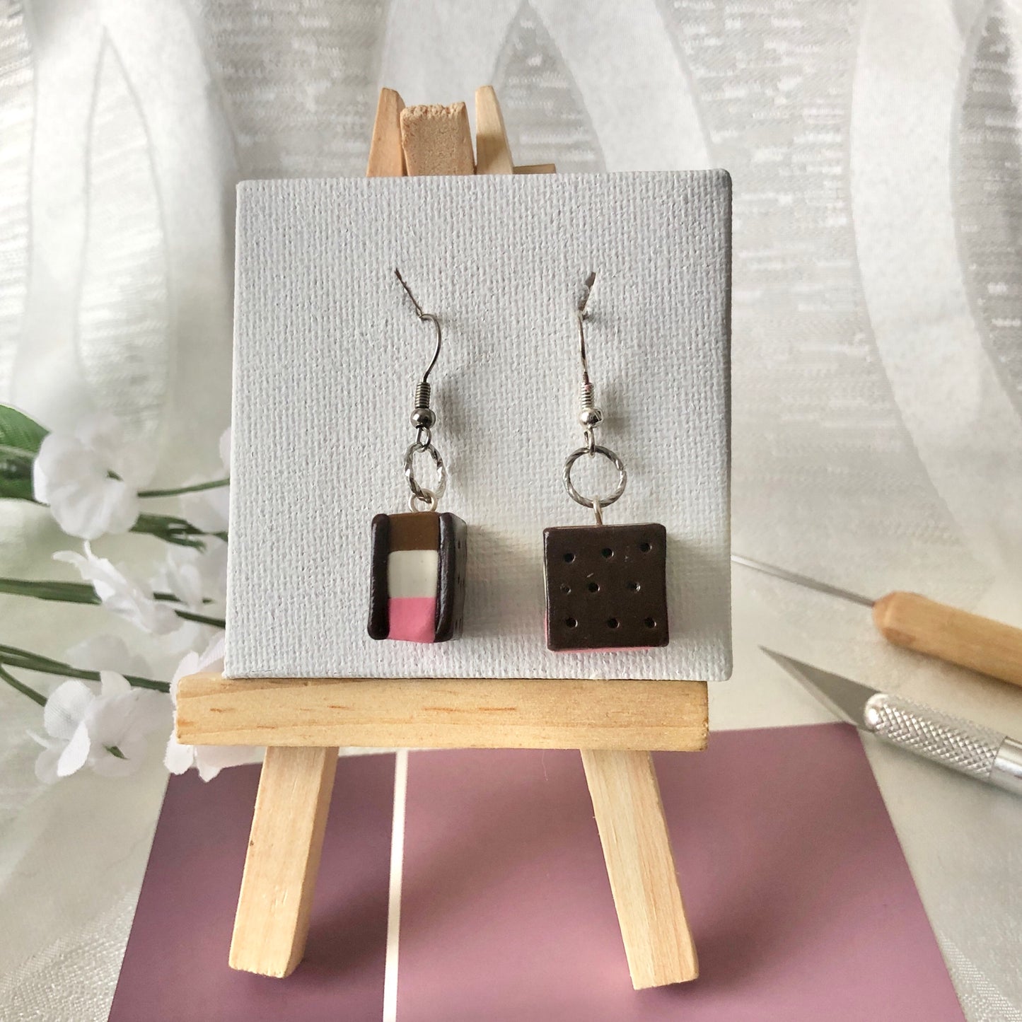 Ice Cream Sandwich Earrings & Charms